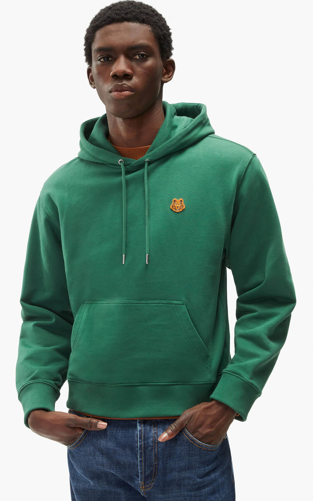 Sweat A Capuche Kenzo Homme Tiger Crest Vert NTCAW-0735